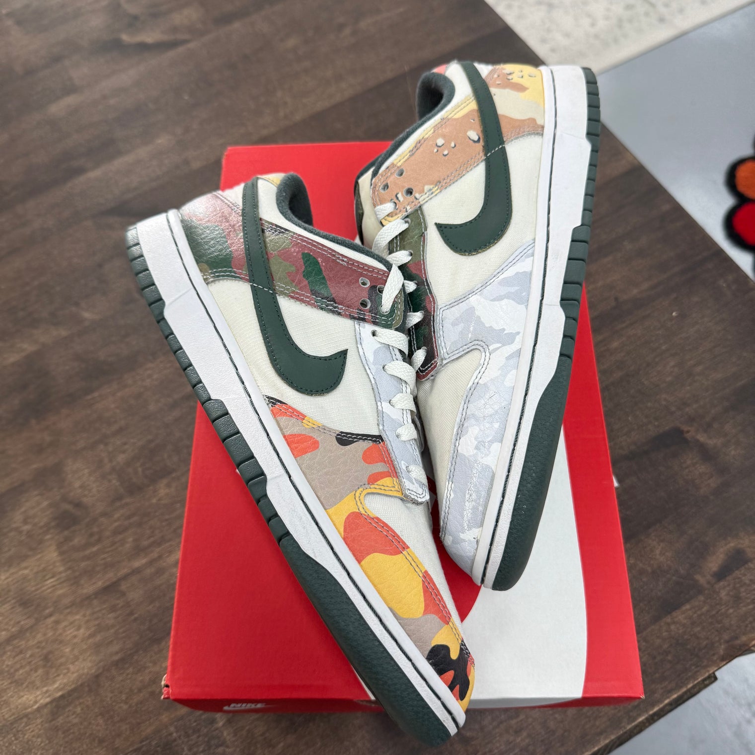 White Multi-Camo Dunk Low (USED)