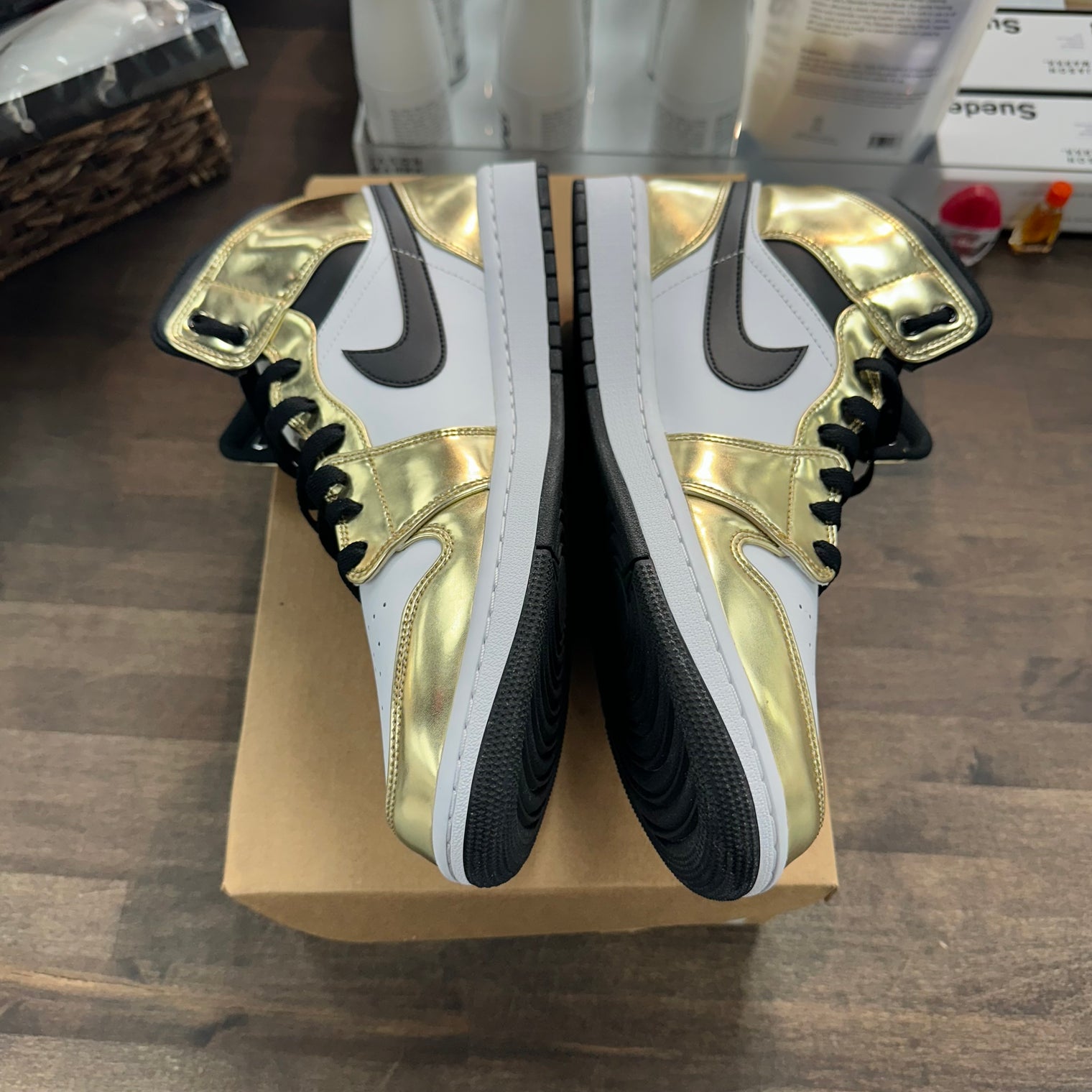 Patent Gold Jordan 1 Mid (USED, No Box)