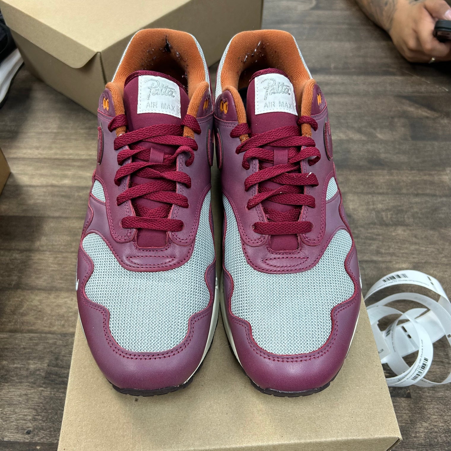 Patta Waves Rush Maroon Air Max 1 (USED, No Box)