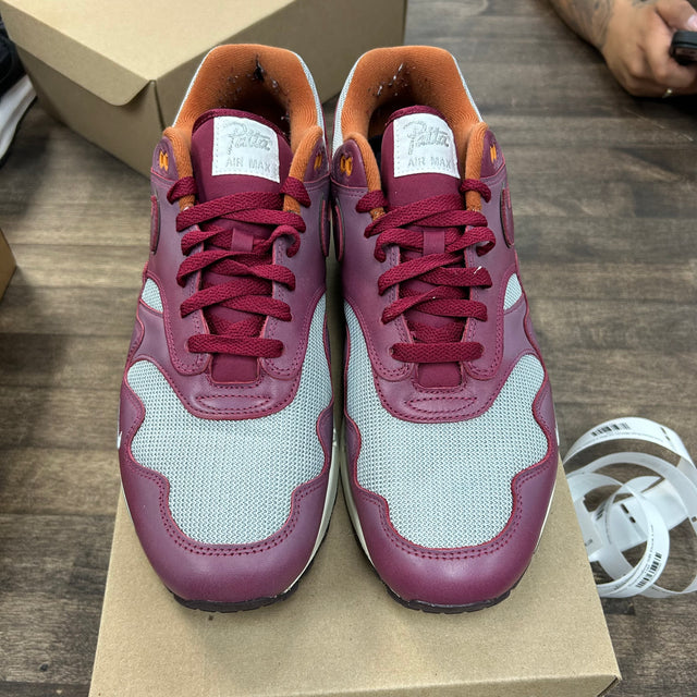 Patta Waves Rush Maroon Air Max 1 (USED, No Box)