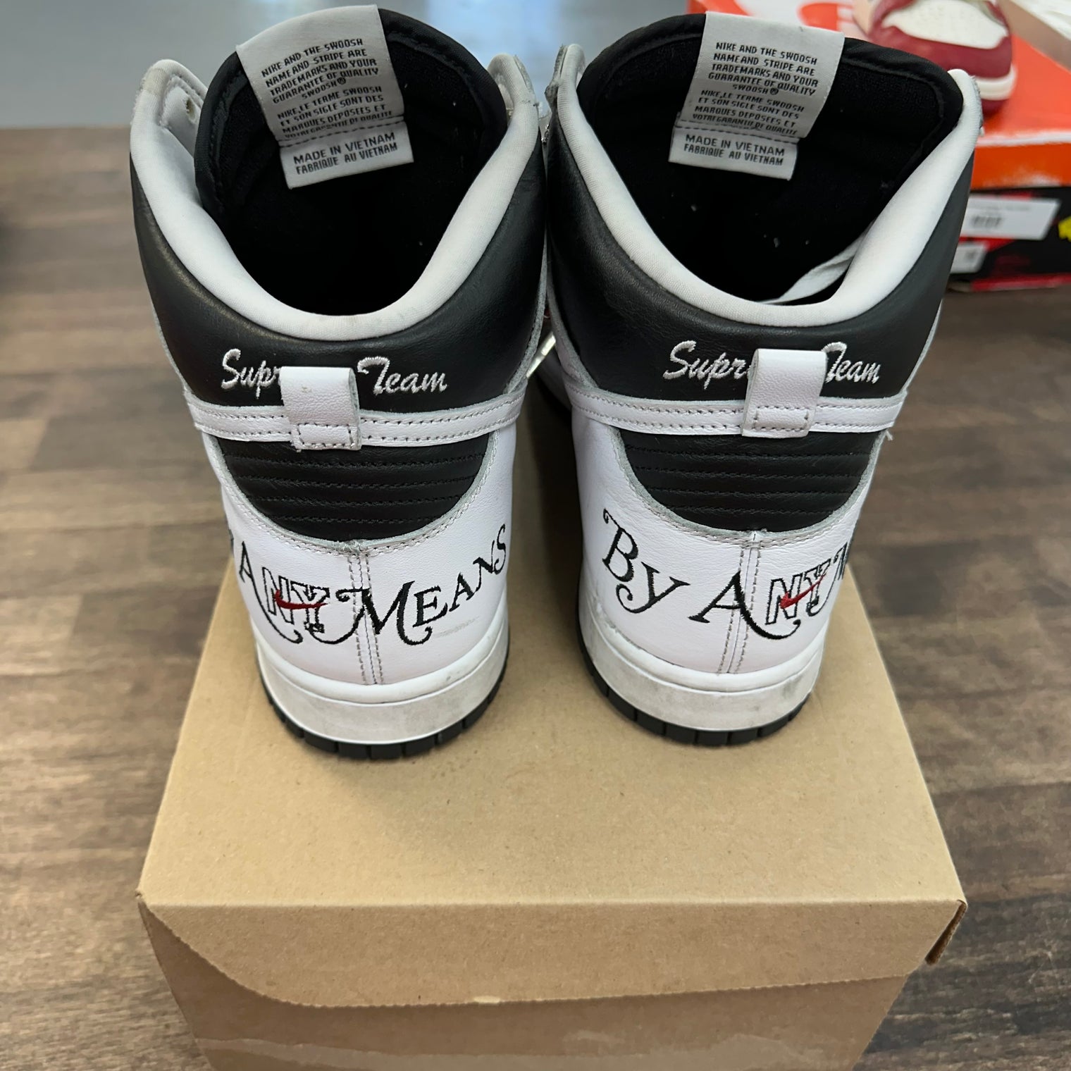 Supreme By Any Means Nike SB Dunk High Black White (USED, No Box)