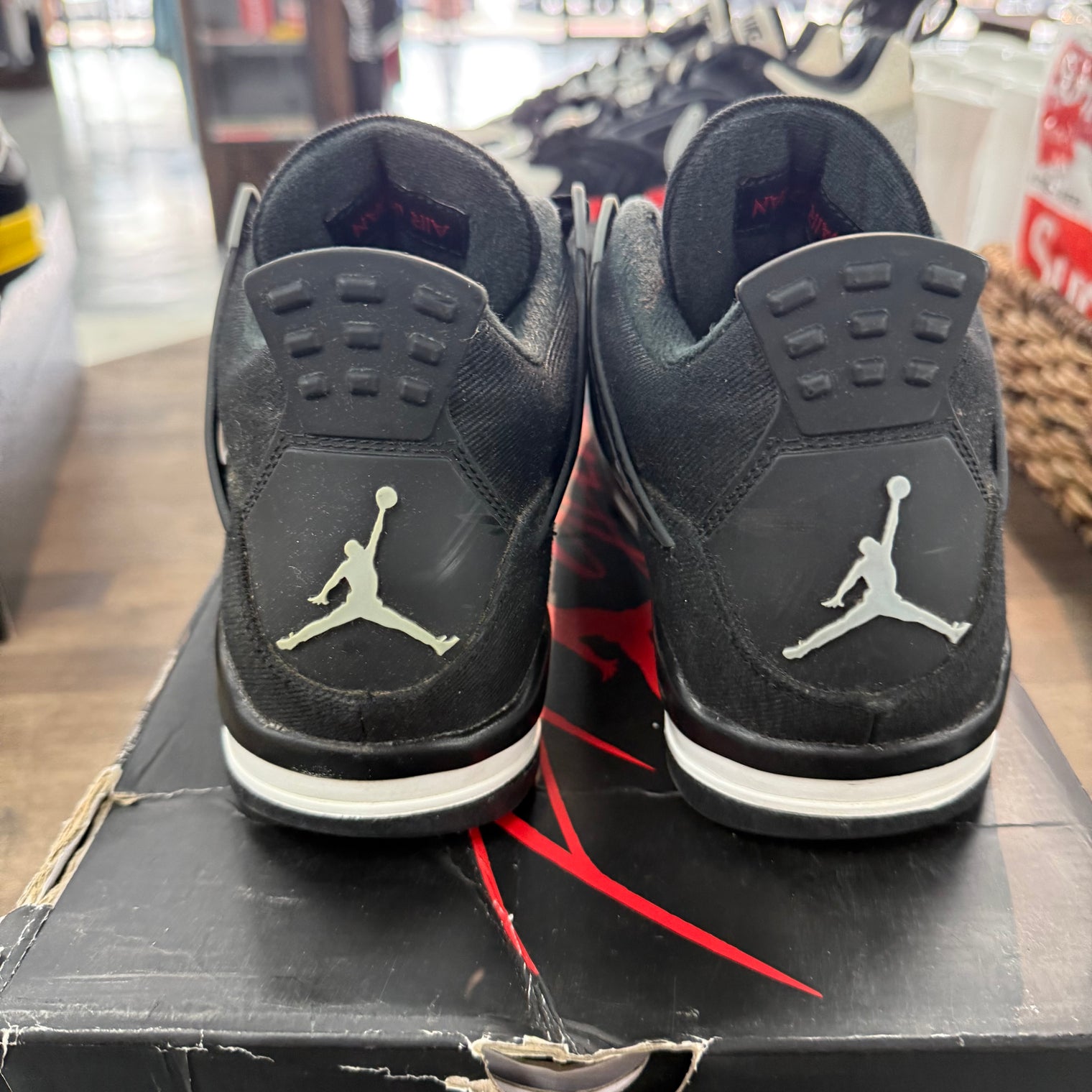 Black Canvas Jordan 4 Retro (USED, No Insoles)