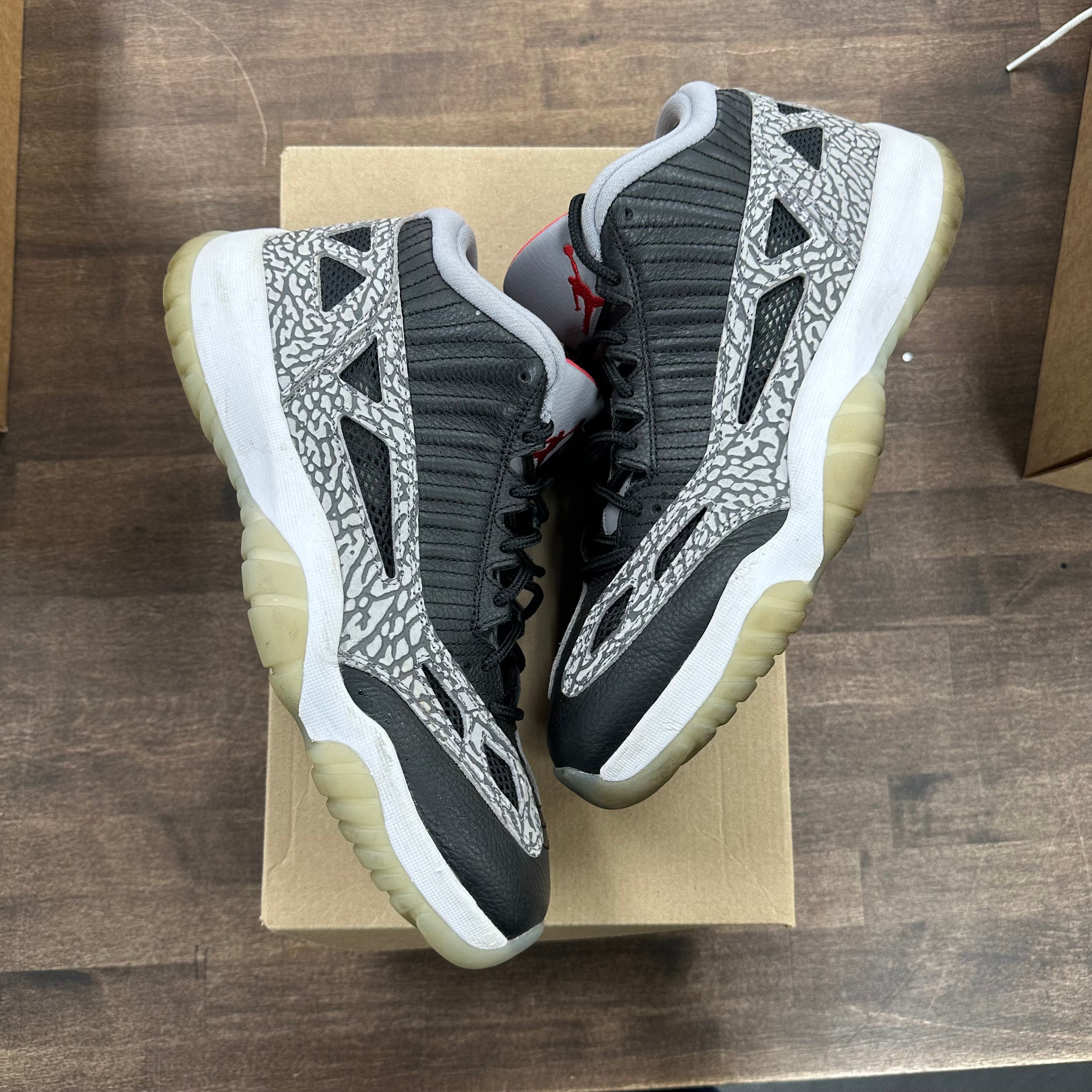 Jordan 11 Retro Low IE Black Cement (US 10.5) (USED, No Box) Size 10.5 (Pre-Owned) - Image 1
