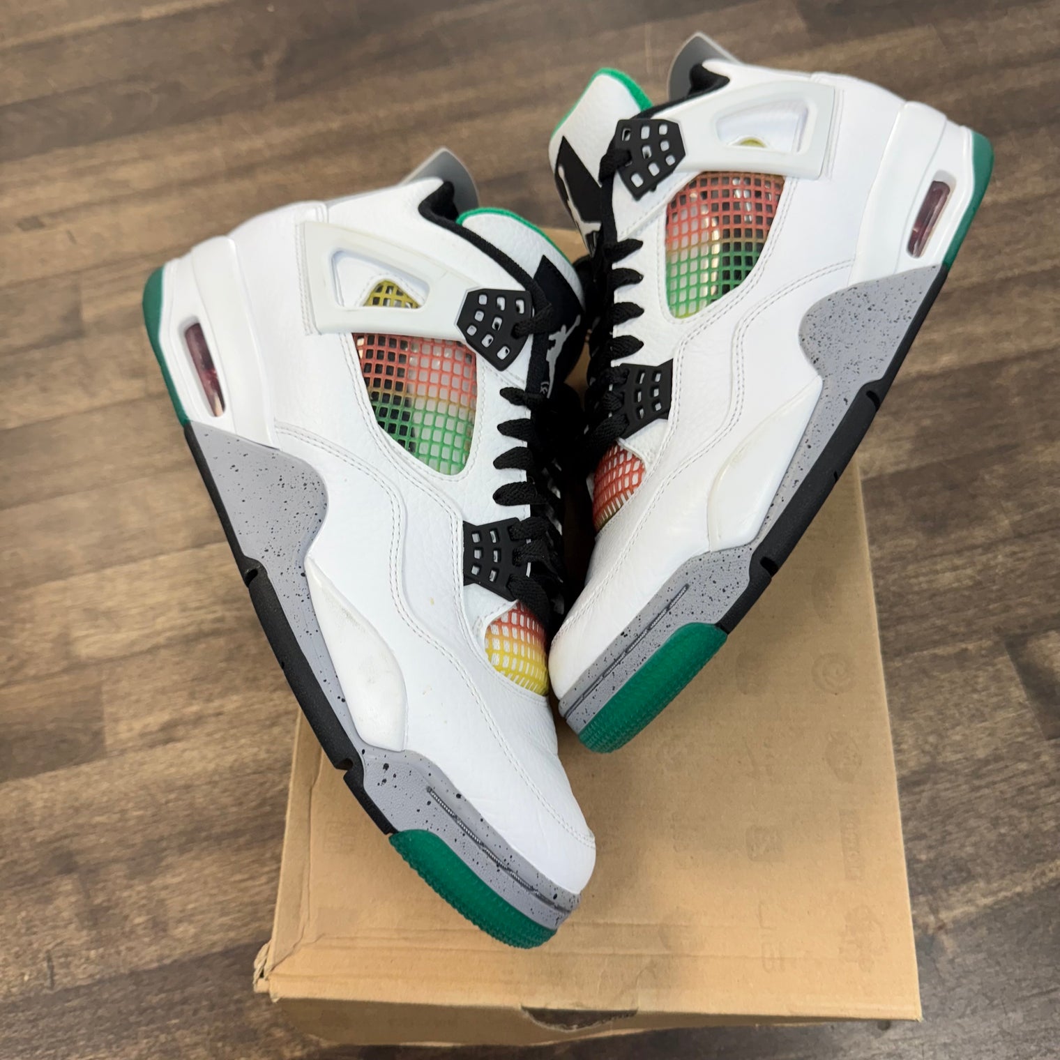 (W) Lucid Green Rasta Jordan 4 (USED,No Box)