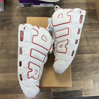 White Varsity Red Outline Nike Air More Uptempo (USED, No Box)