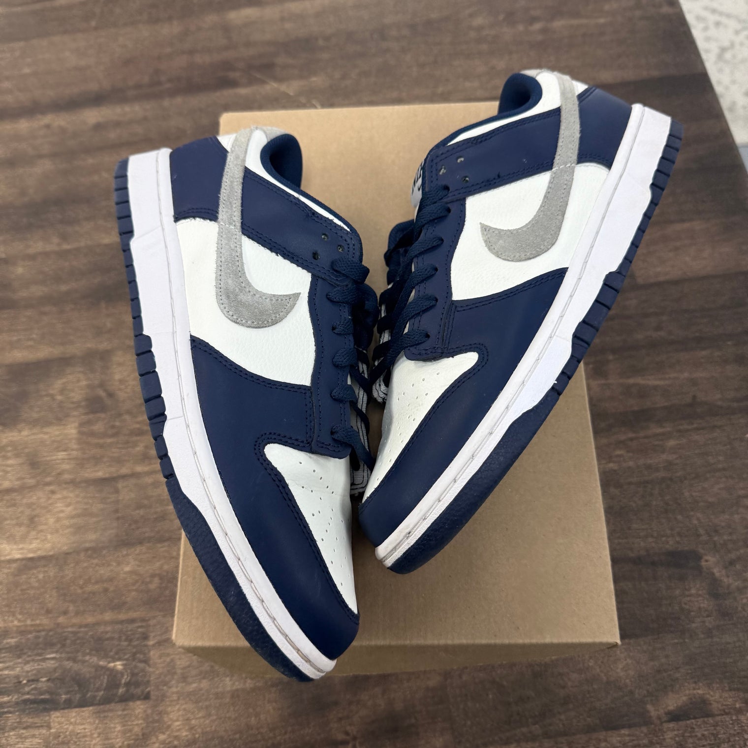 Summit White Midnight Navy Dunk Low (USED, No Box)