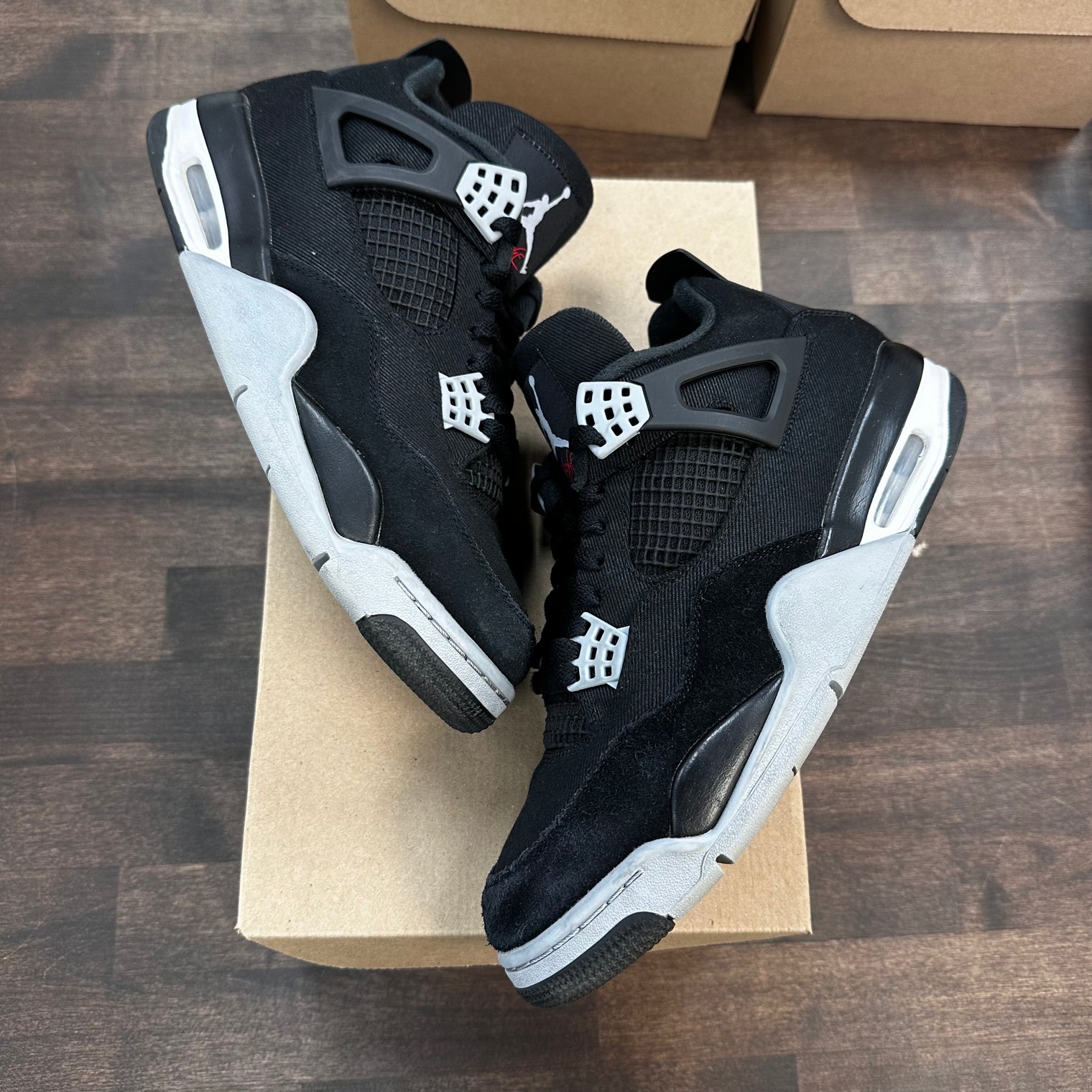 Black Canvas Jordan 4 (USED,NO BOX)