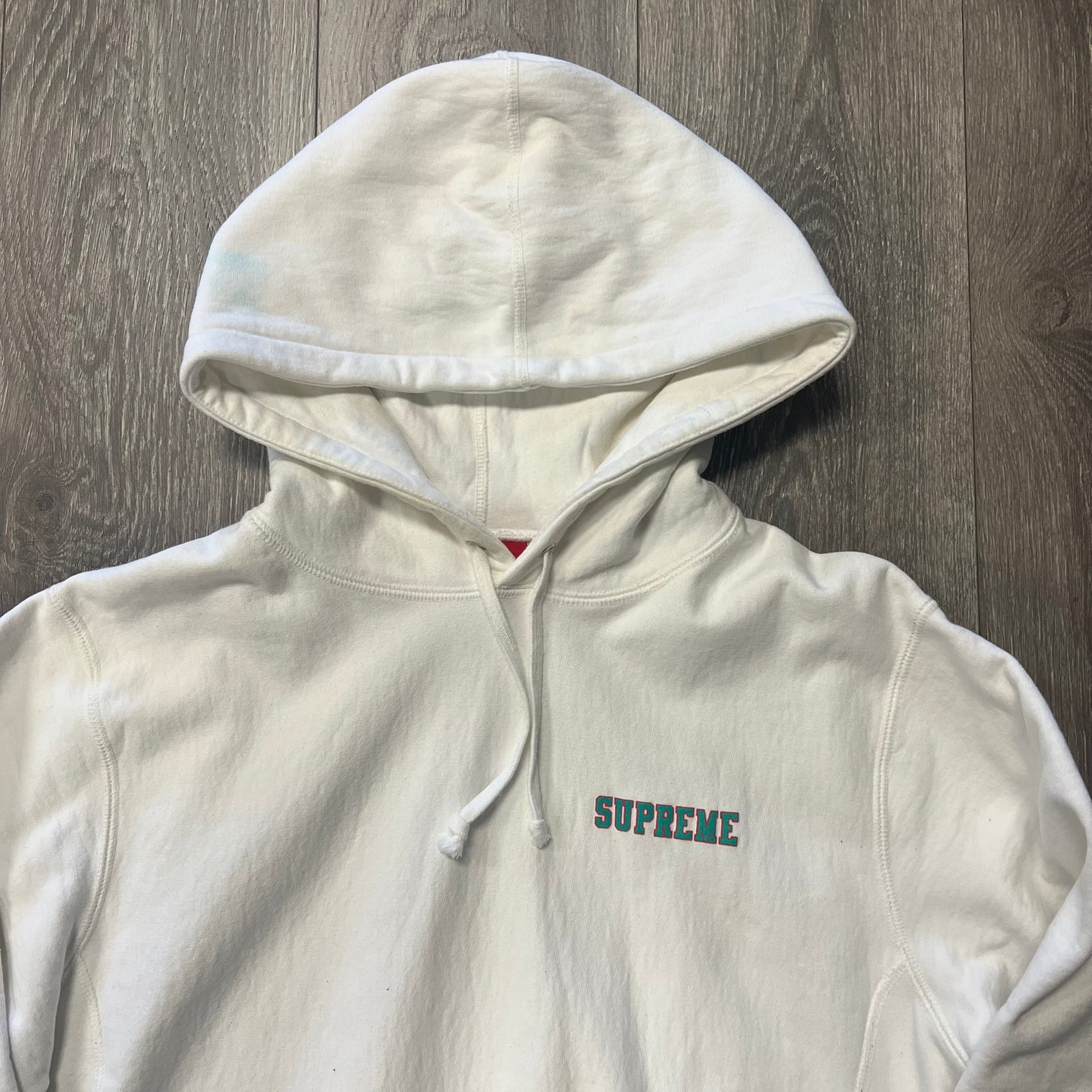 Supreme Striped Cuff Hoodie White (USED)