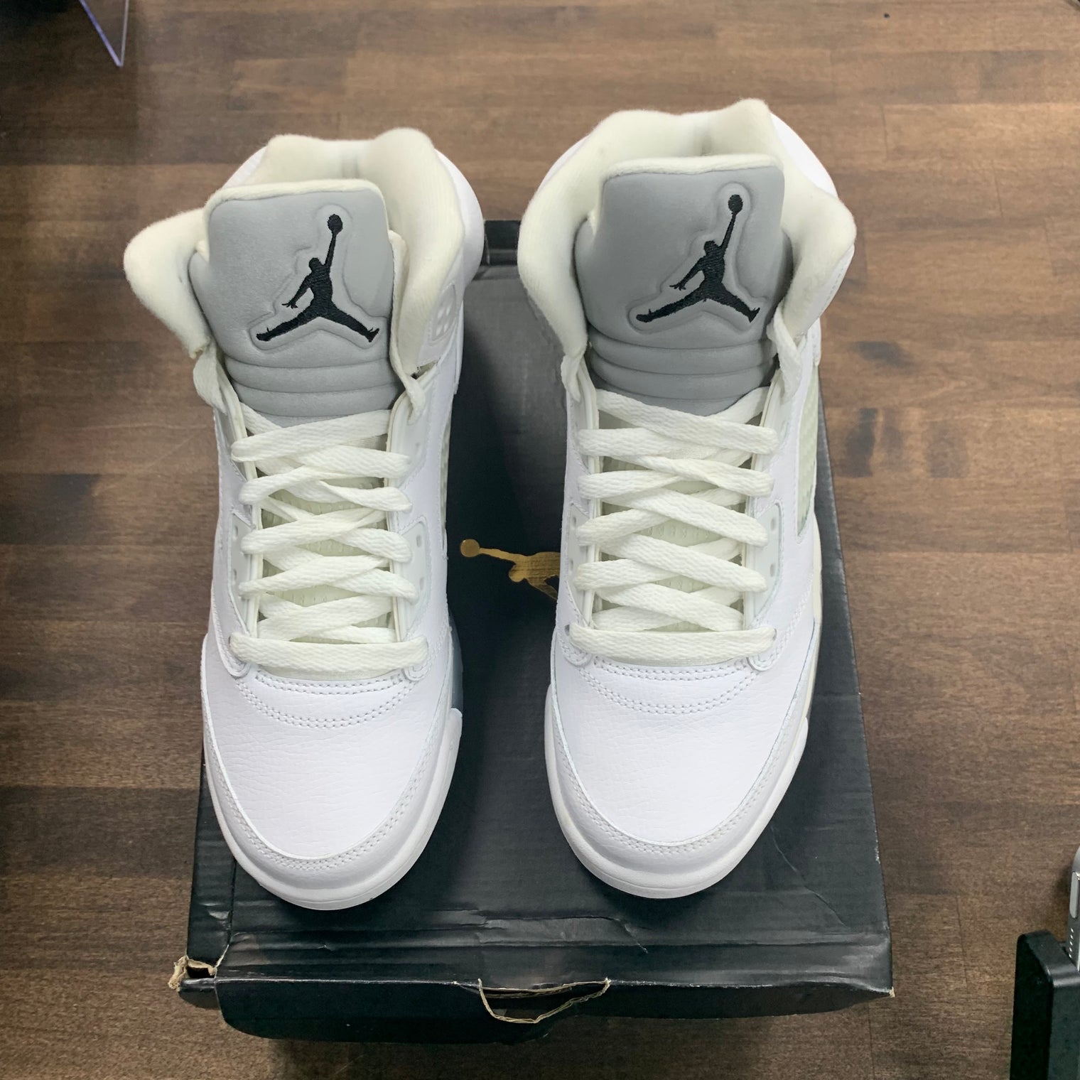 (GS) White Metallic Jordan 5