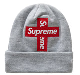 Supreme New Era Cross Box Logo Beanie Heather Grey