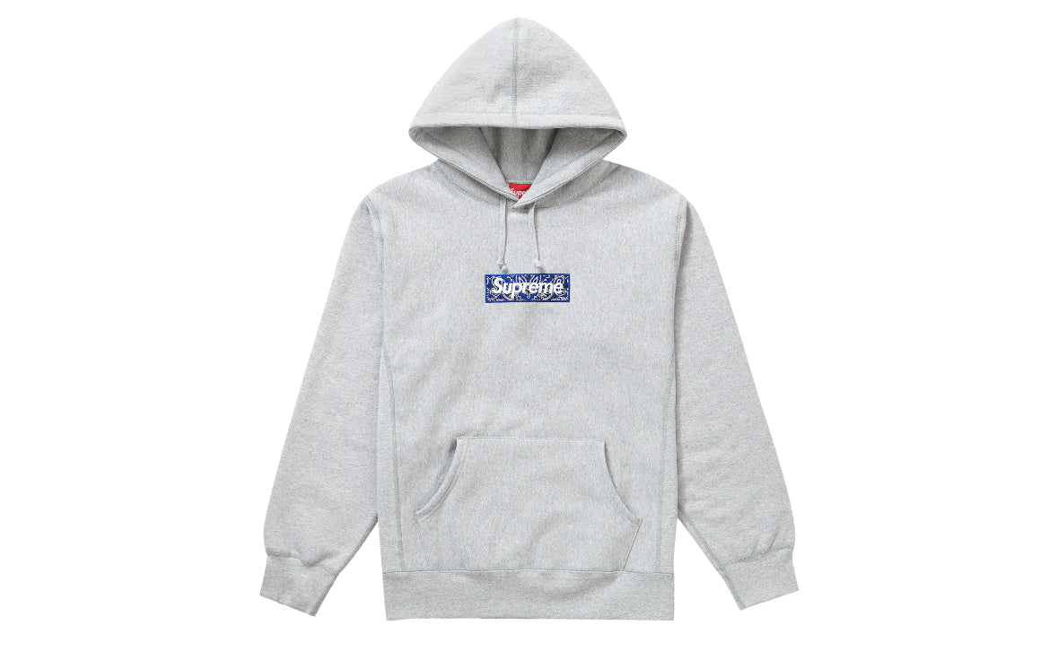 Supreme Bandana Box Logo Hooded Heather Grey