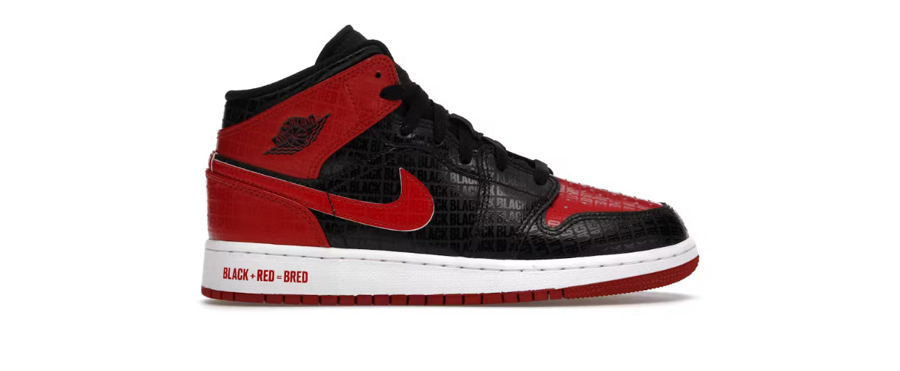 Bred Text Jordan 1 Mid (GS)