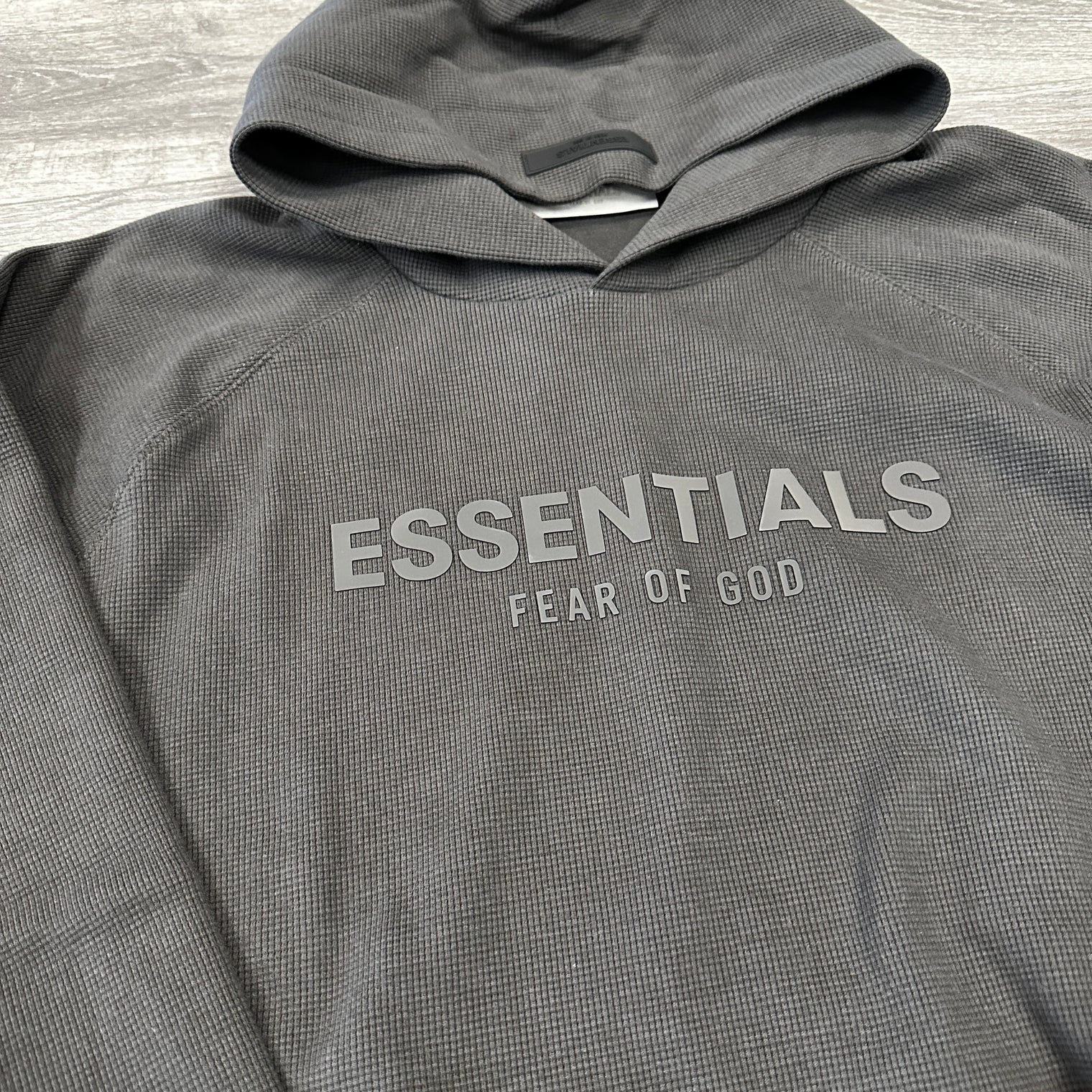Essentials Off Black Raglan Hoodie Heavy Weight