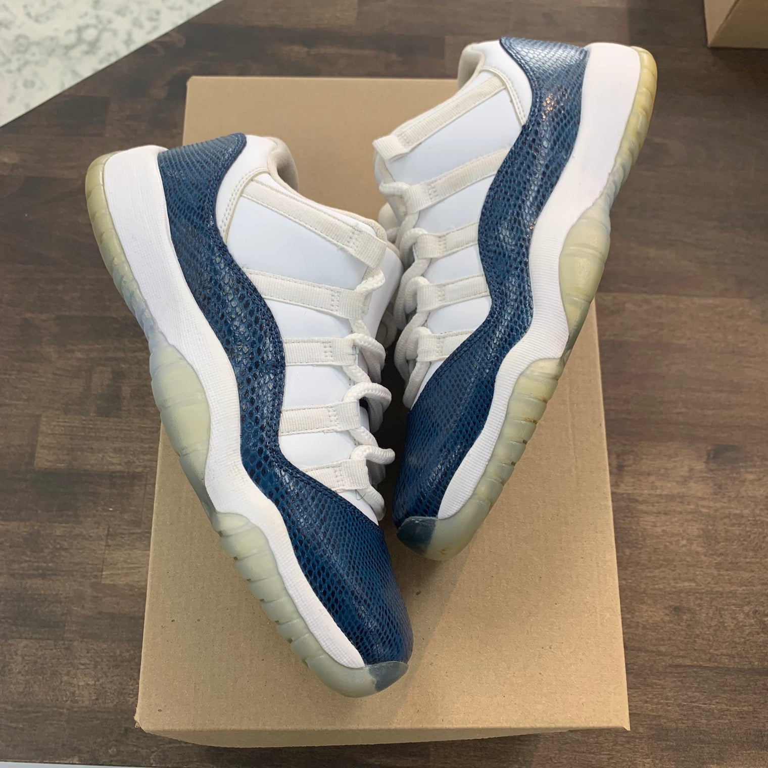Navy Snakeskin Jordan 11 Low (USED,No Box)