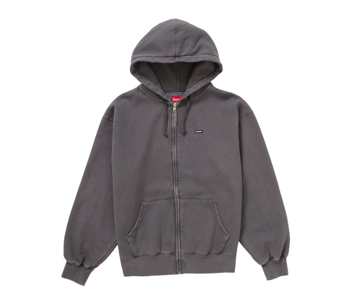 Supreme Overdyed Small Box Logo Zip Up Hoodie Washed Black