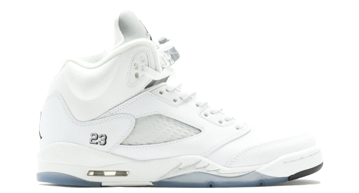 (GS) White Metallic Jordan 5