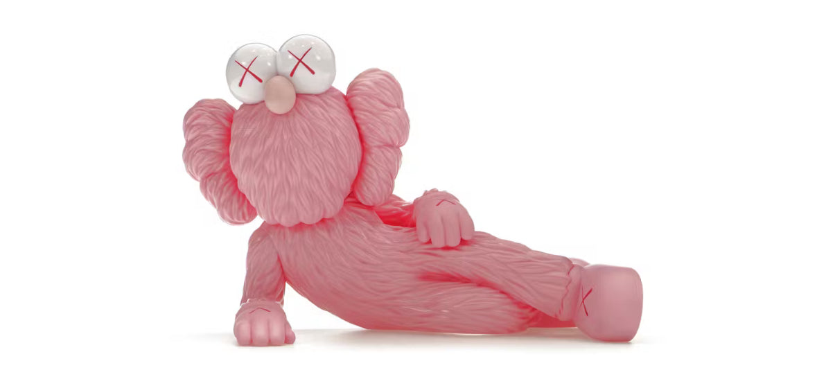 Kaws TIME OFF Vinyl Figure Pink (Displayed)
