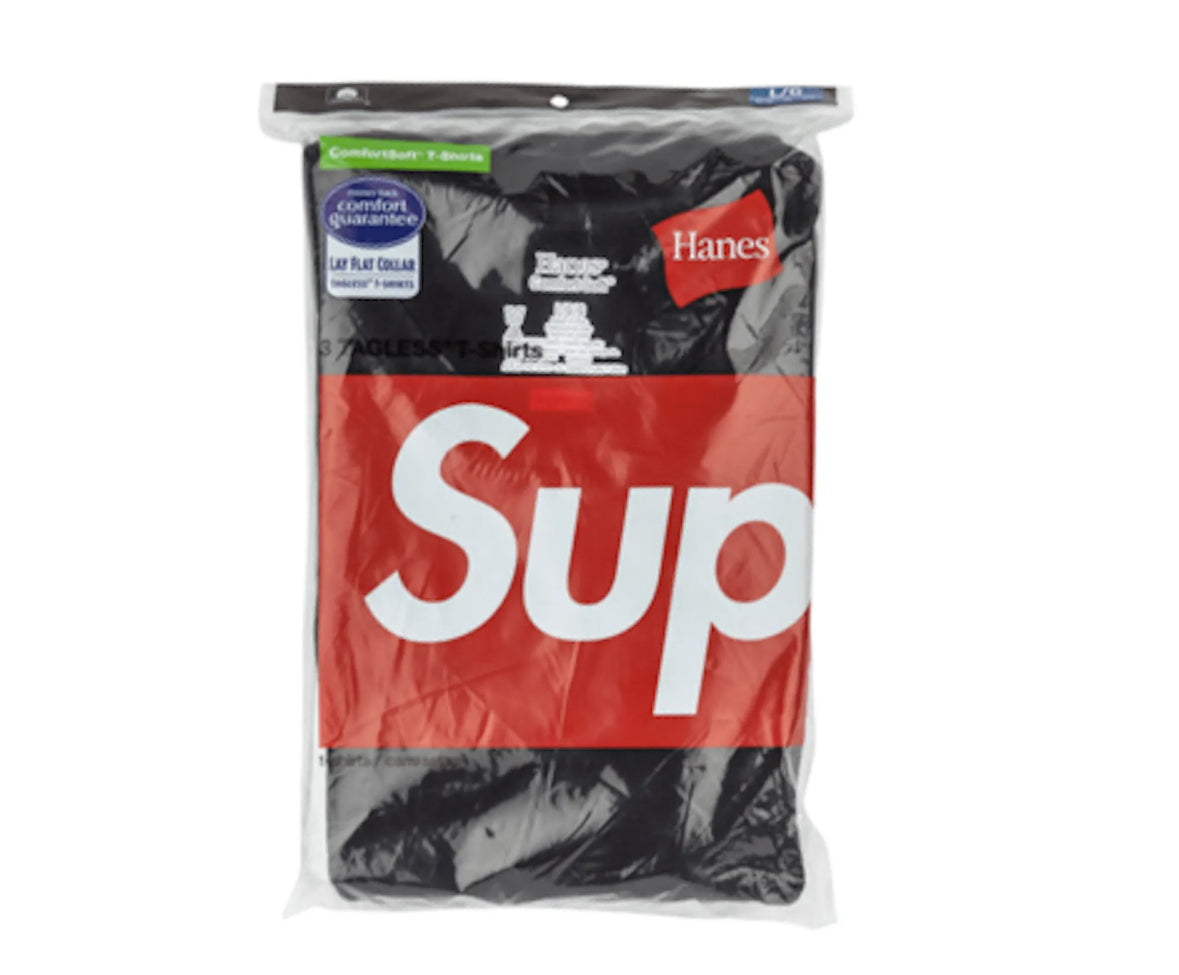 Black Supreme Hanes Tagless Tee (3 Pack)
