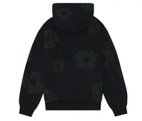 Black Monochrome Denim Tear Hoodie
