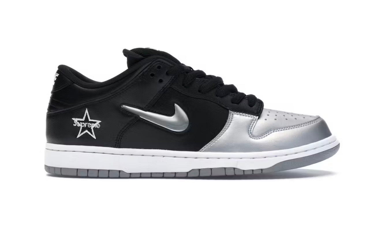 Supreme Jewel Swoosh Silver Nike SB Dunk Low