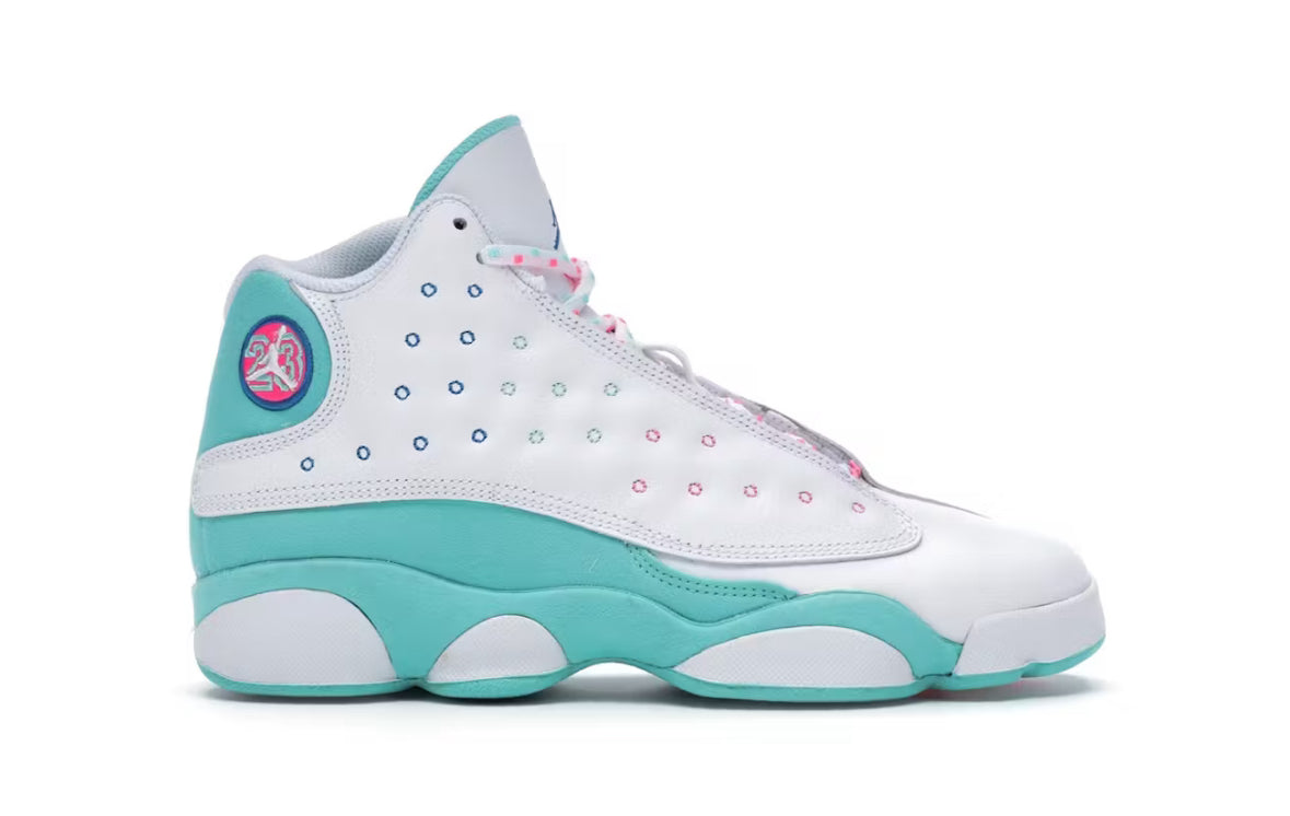 (GS) White Solar Green Pink Jordan 13 Retro