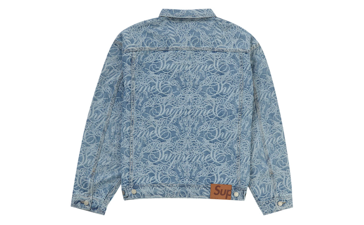 Supreme Script Jacquard Denim Trucker Jacket (USED)