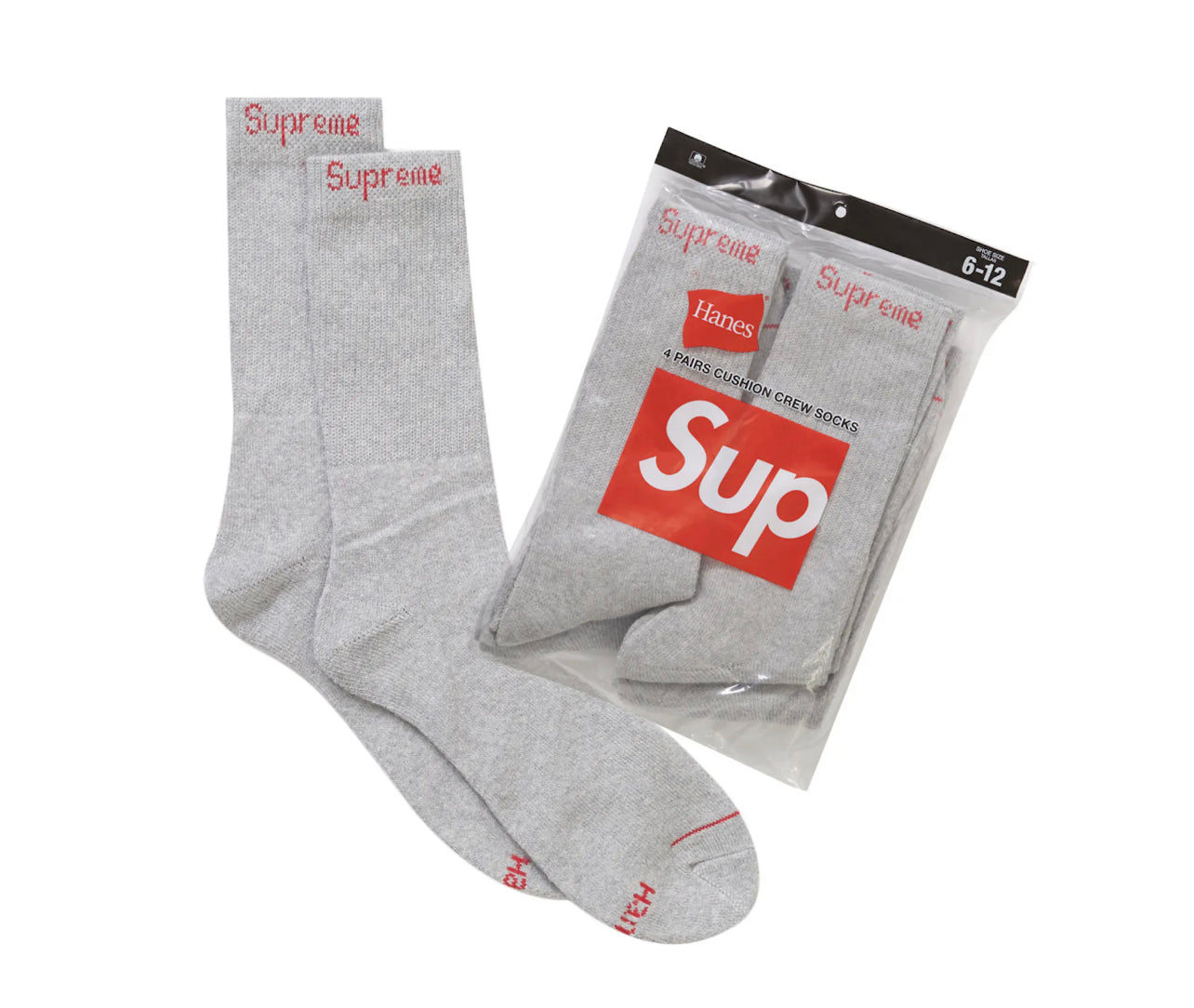 Supreme Hanes Socks Grey (4 Pack)