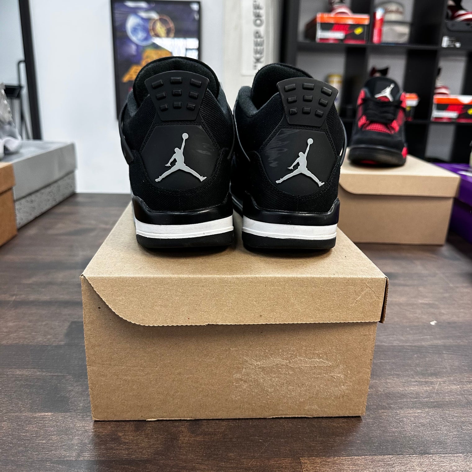 Black Canvas Jordan 4 (USED,NO BOX)