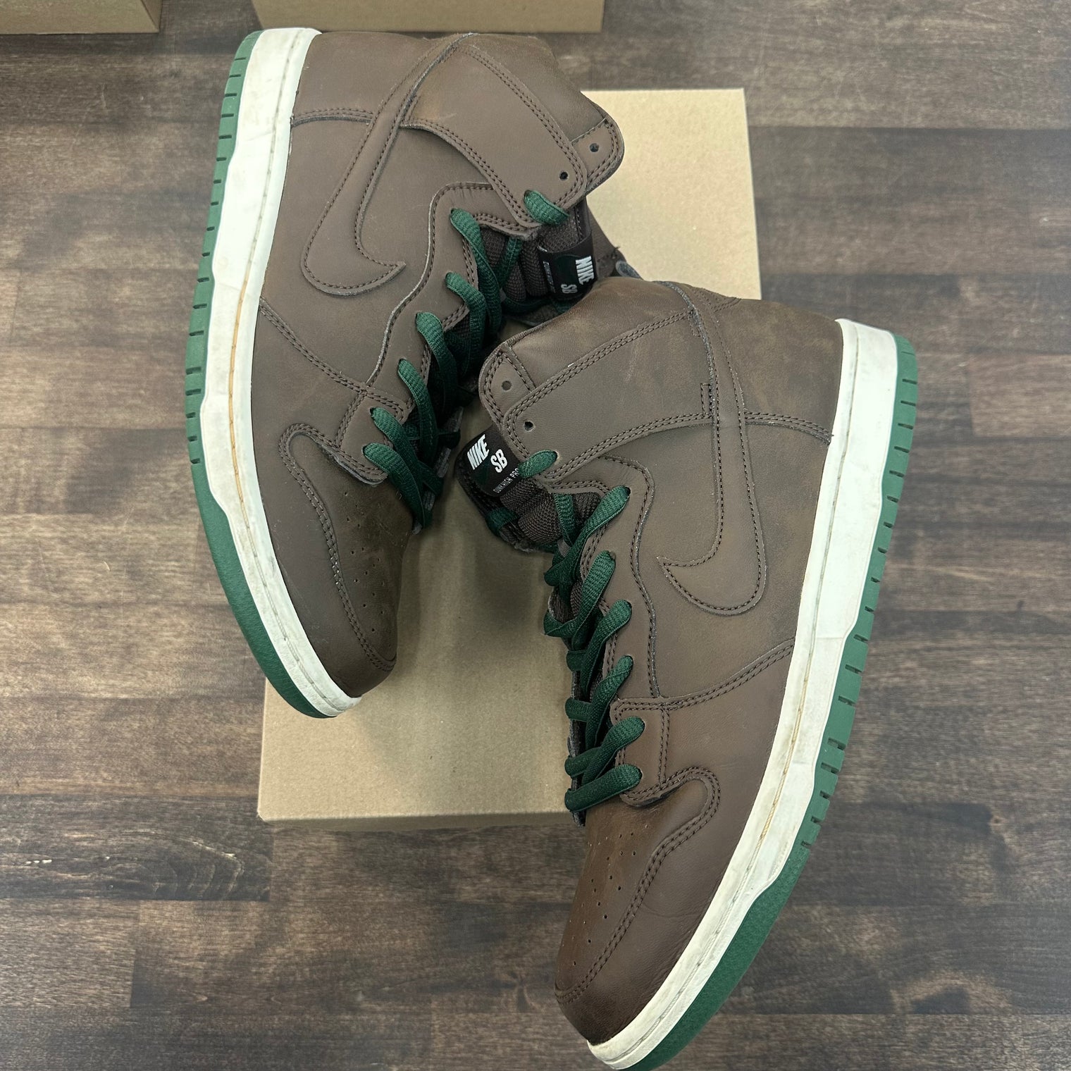 Brown Vegan Leather SB Dunk High (USED,No Box)