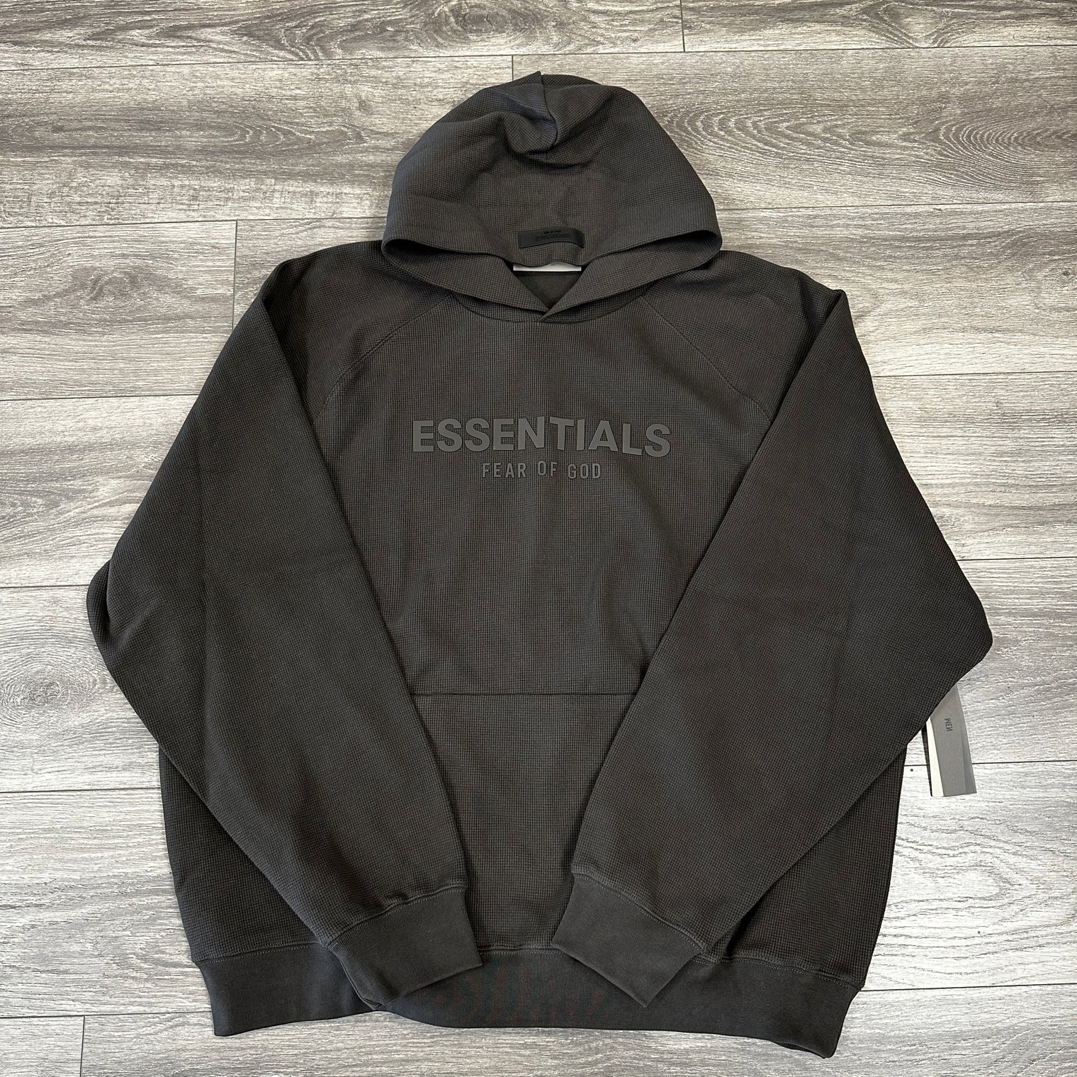 Essentials Off Black Raglan Hoodie Heavy Weight