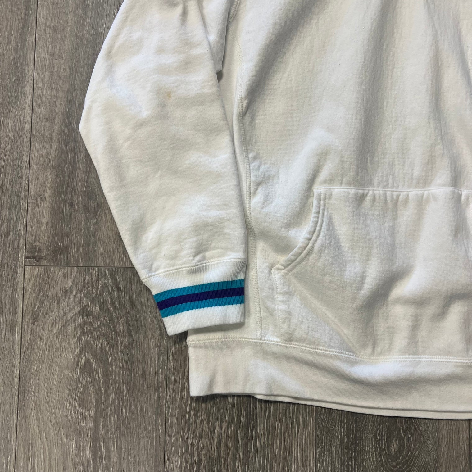 Supreme Striped Cuff Hoodie White (USED)