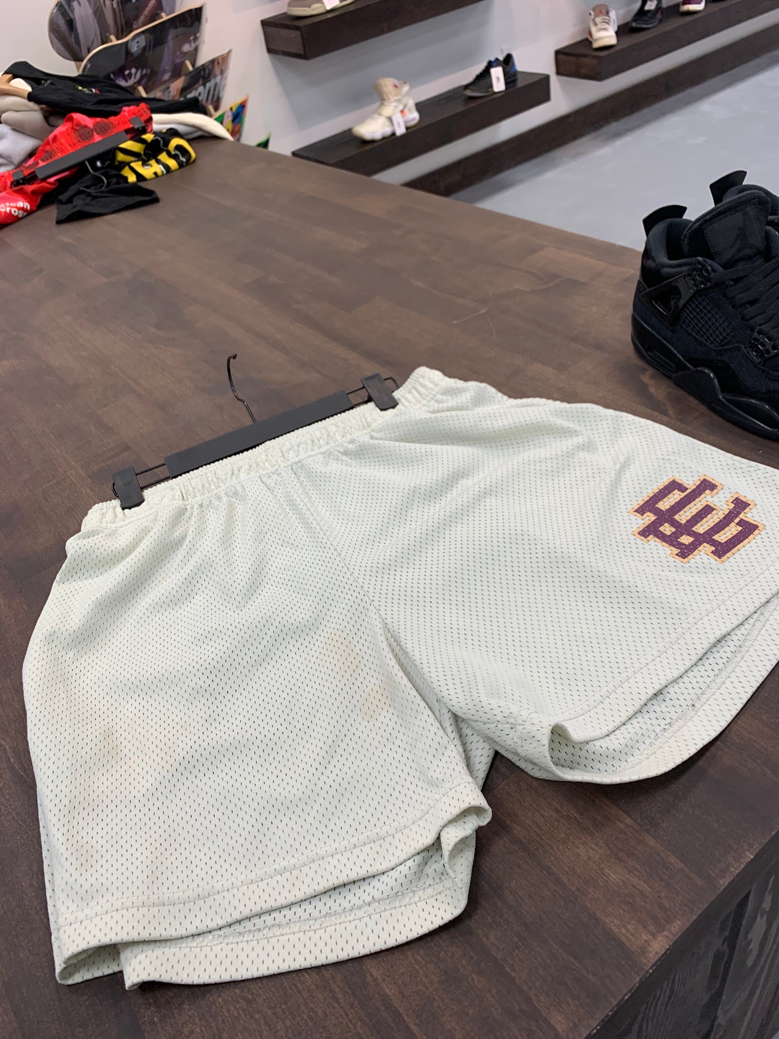 Eric Emanuel Burgundy Gold Mesh Shorts (USED)