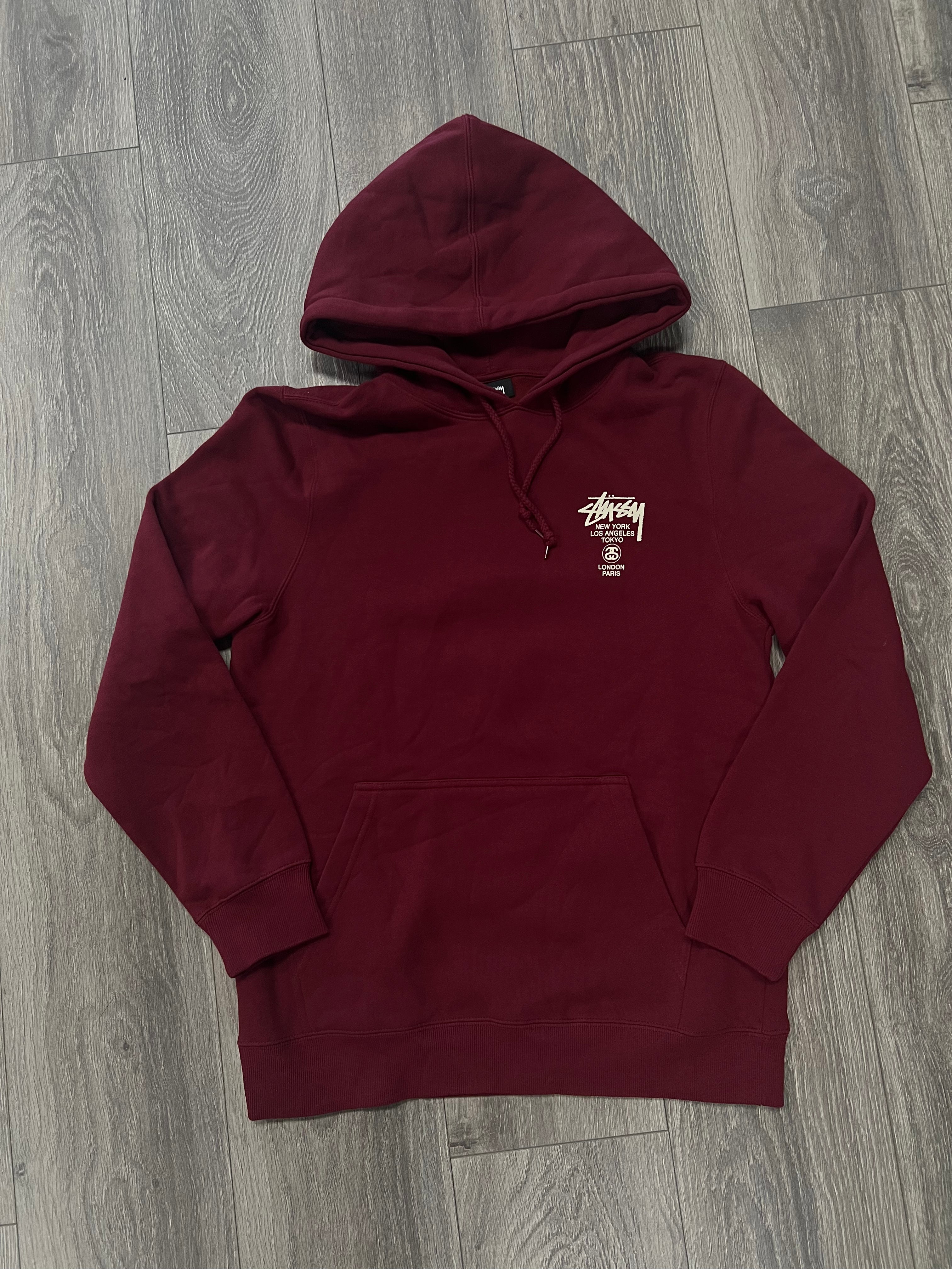 Maroon 2025 stussy hoodie