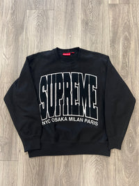 Supreme NYC Osaka Milan Paris Black Crewneck (USED)