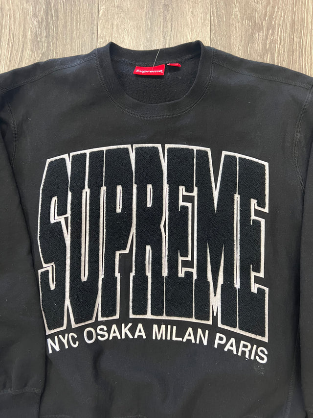 Supreme NYC Osaka Milan Paris Black Crewneck (USED)