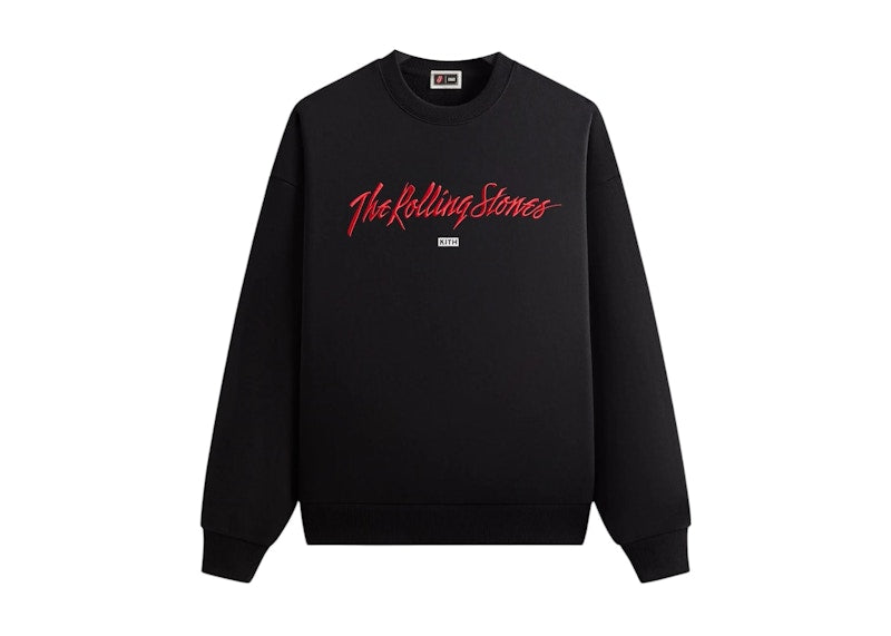 Kith x The Rolling Stones Monogram Tongue Nelson Crew Black