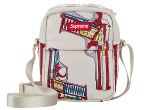 Supreme Guns Embroidered Leather Shoulder Bag White