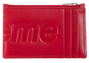 Supreme Leather Zip Card Holder (FW25) Red