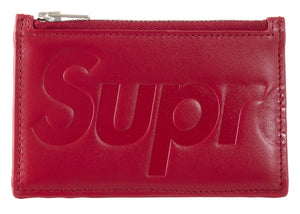 Supreme Leather Zip Card Holder (FW25) Red