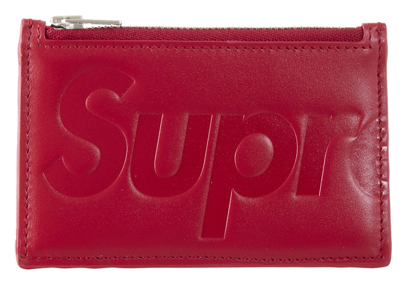 Supreme Leather Zip Card Holder (FW25) Red