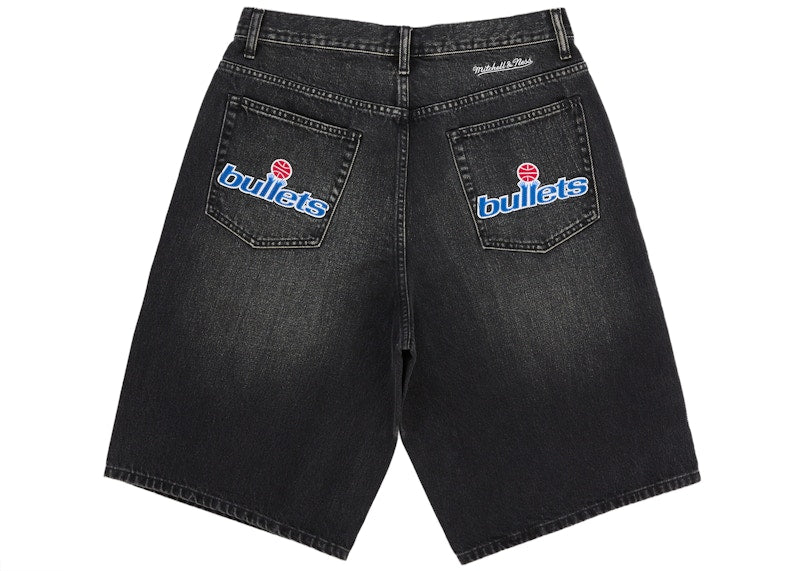 Supreme Mitchell & Ness Washington Bullets Baggy Denim Short Black