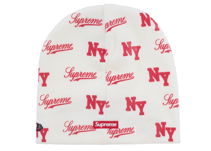 Supreme New Era Monogram Beanie White