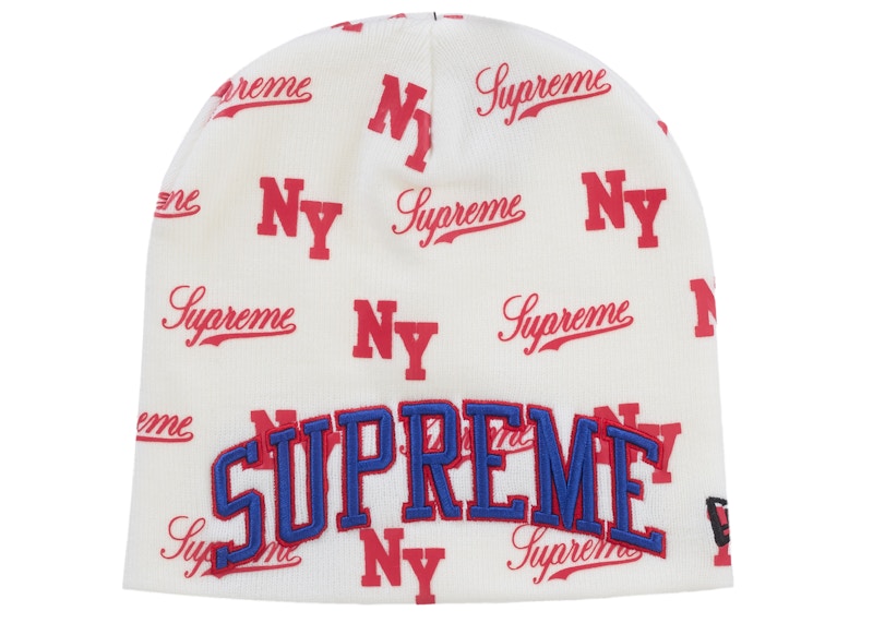 Supreme New Era Monogram Beanie White