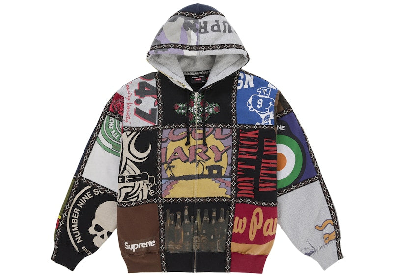 Supreme Number (N)ine Patchwork Zip Up Hooded Sweatshirt Multicolor