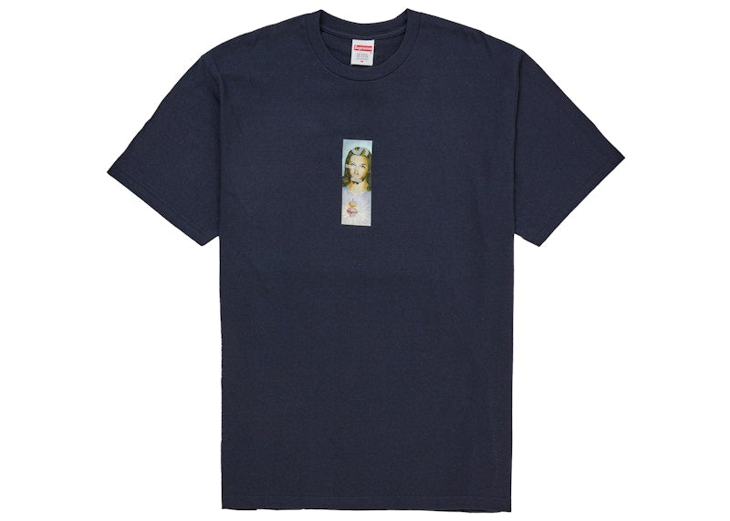 Supreme Prayer Card Box Logo Tee Navy
