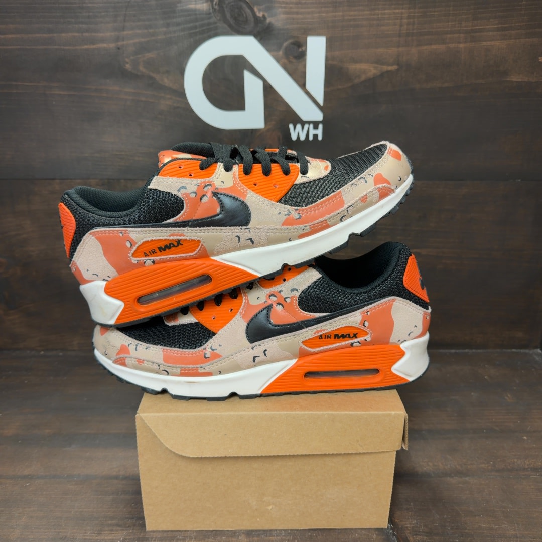 Nike Air Max 90 Premium Bio Beige Safety Orange Camo Size 13 (Pre-Owned) - Image 1