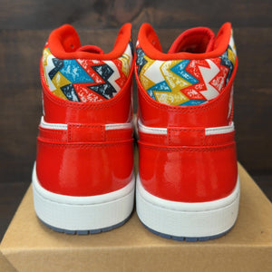 Jordan 1 Mid Barcelona Sweater Red Patent Size 12 (Pre-Owned) - Image 4