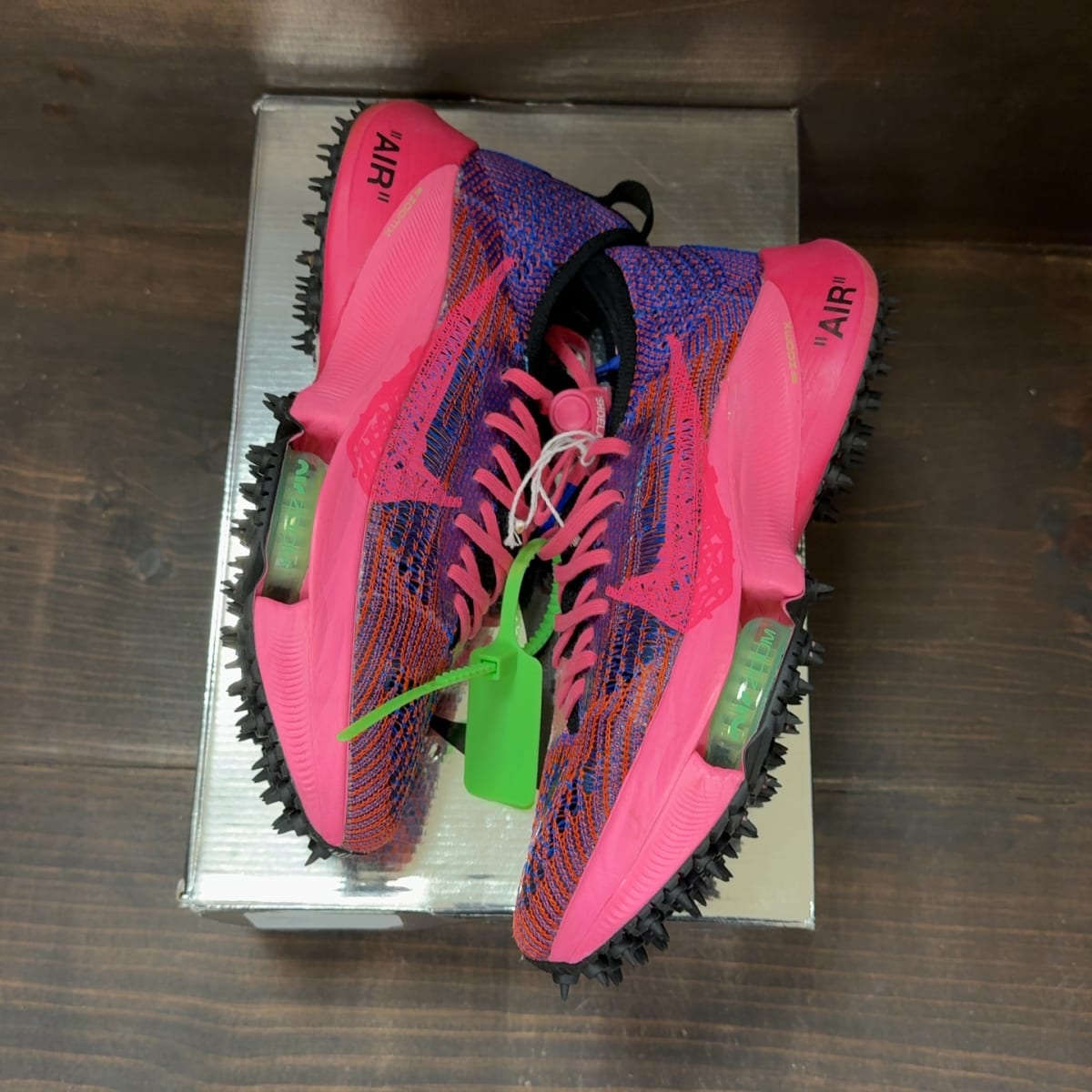 Nike Air Zoom Tempo Next% Flyknit Off-White Racer Blue Pink Glow Size 8.5 (Pre-Owned) - back