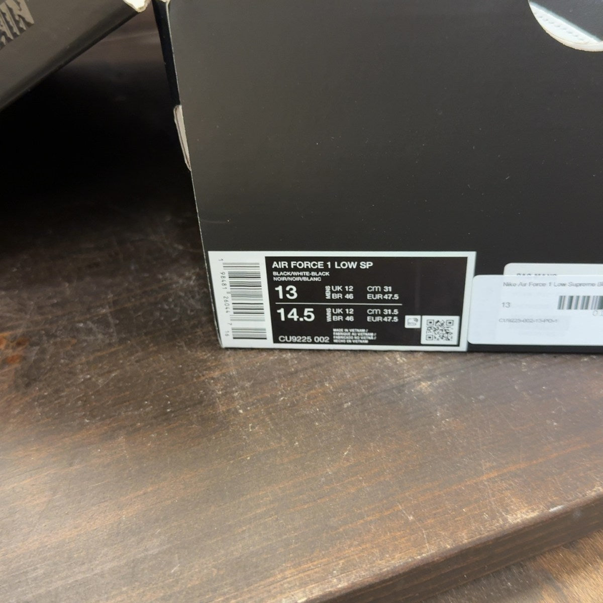 Nike Air Force 1 Low Supreme Black White - Image 8