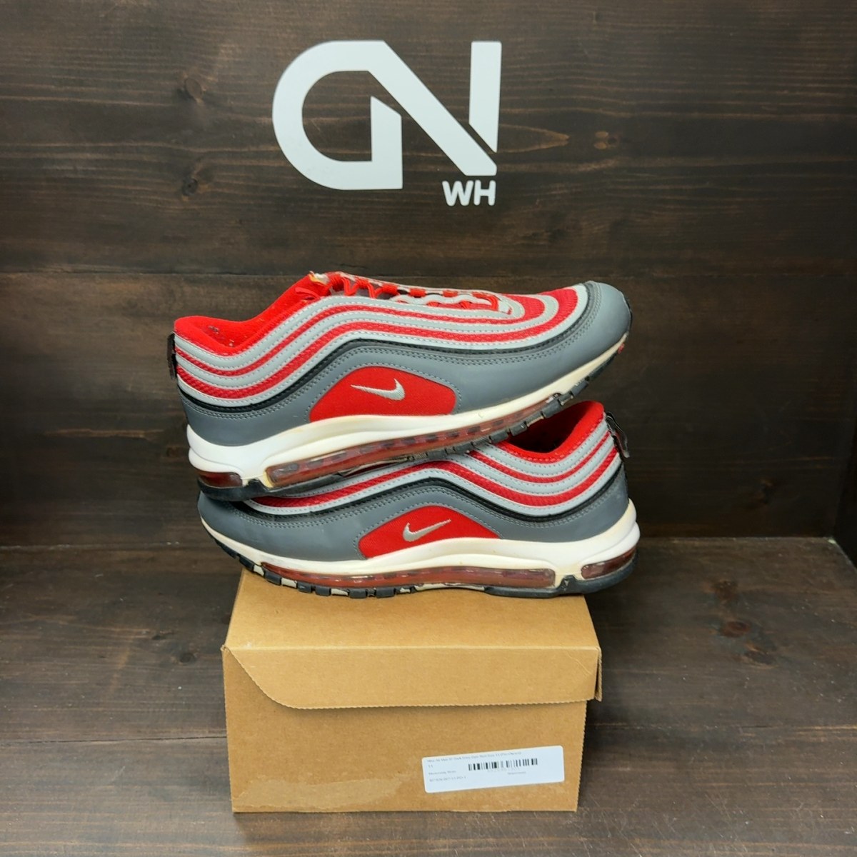 Nike Air Max 97 Dark Grey Gym Red Size 11 (Pre-Owned) - Image 1